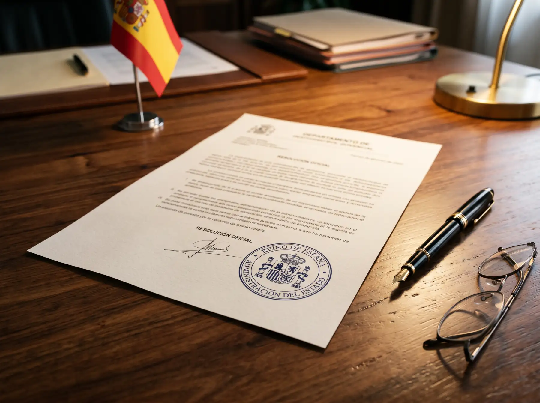 Documento oficial y sello de la DGOJ sobre una mesa de trabajo